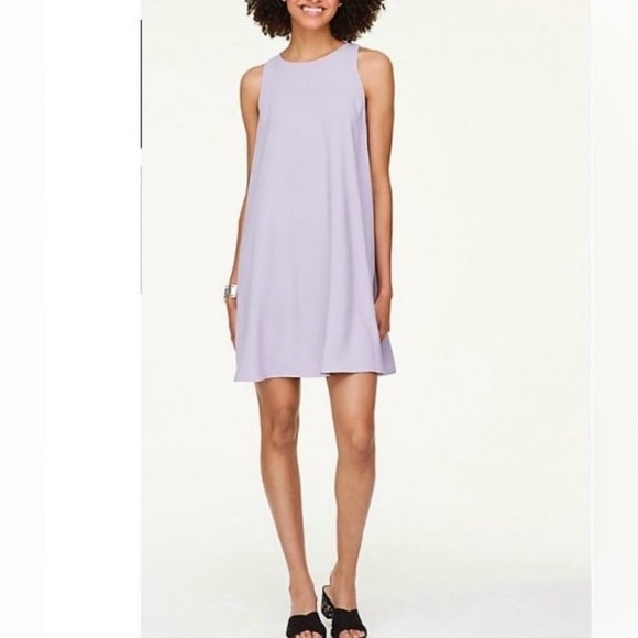 Loft Size: M Purple Sleeveless Ruffled Racer Back Swing Trapeze Dress - Picture 4 of 9